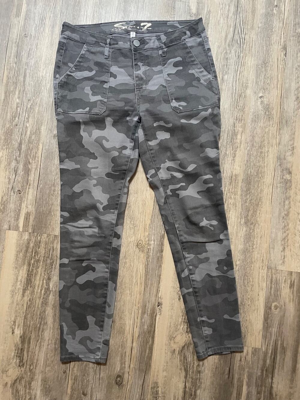 Seven7 Utility Ankle Skinny Stretch Jeans Camo Mid-Rise Women's 10